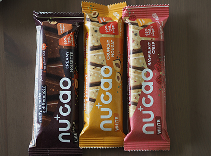 nu cao creamy noisette, crunchy nougat, raspberry crisp